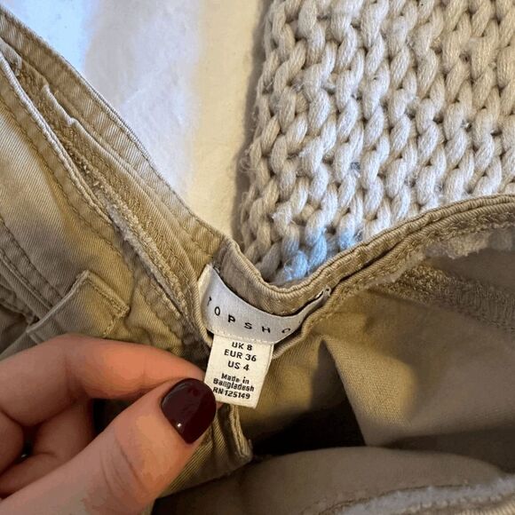 TOPSHOP Paper Bag Canvas Green Pants in Women's Size 4 - Picture 6 of 6
